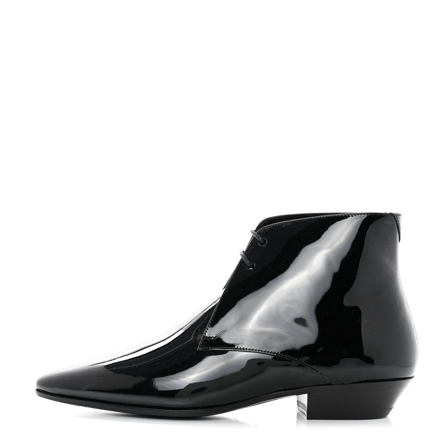 Saint Laurent Patent Calfskin Joan Ankle Boots 37 Black 1 of 9