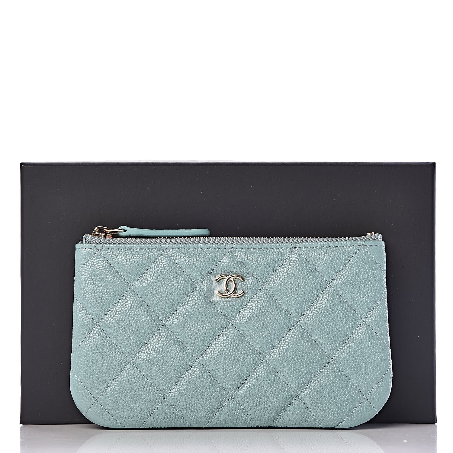 Chanel Caviar Quilted Small Cosmetic Case Light Blue 8 of 8