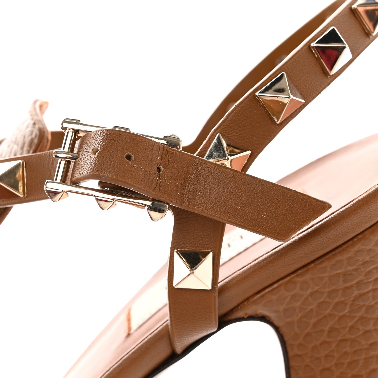 Valentino Garavani Grained Calfskin Rockstud T-Strap 5/105mm Sandals 36 Tobacco 10 of 11