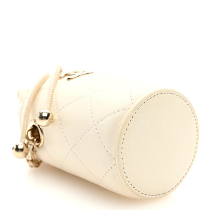 Chanel Lambskin Quilted Mini Bucket Bag With Chain White 4 of 10