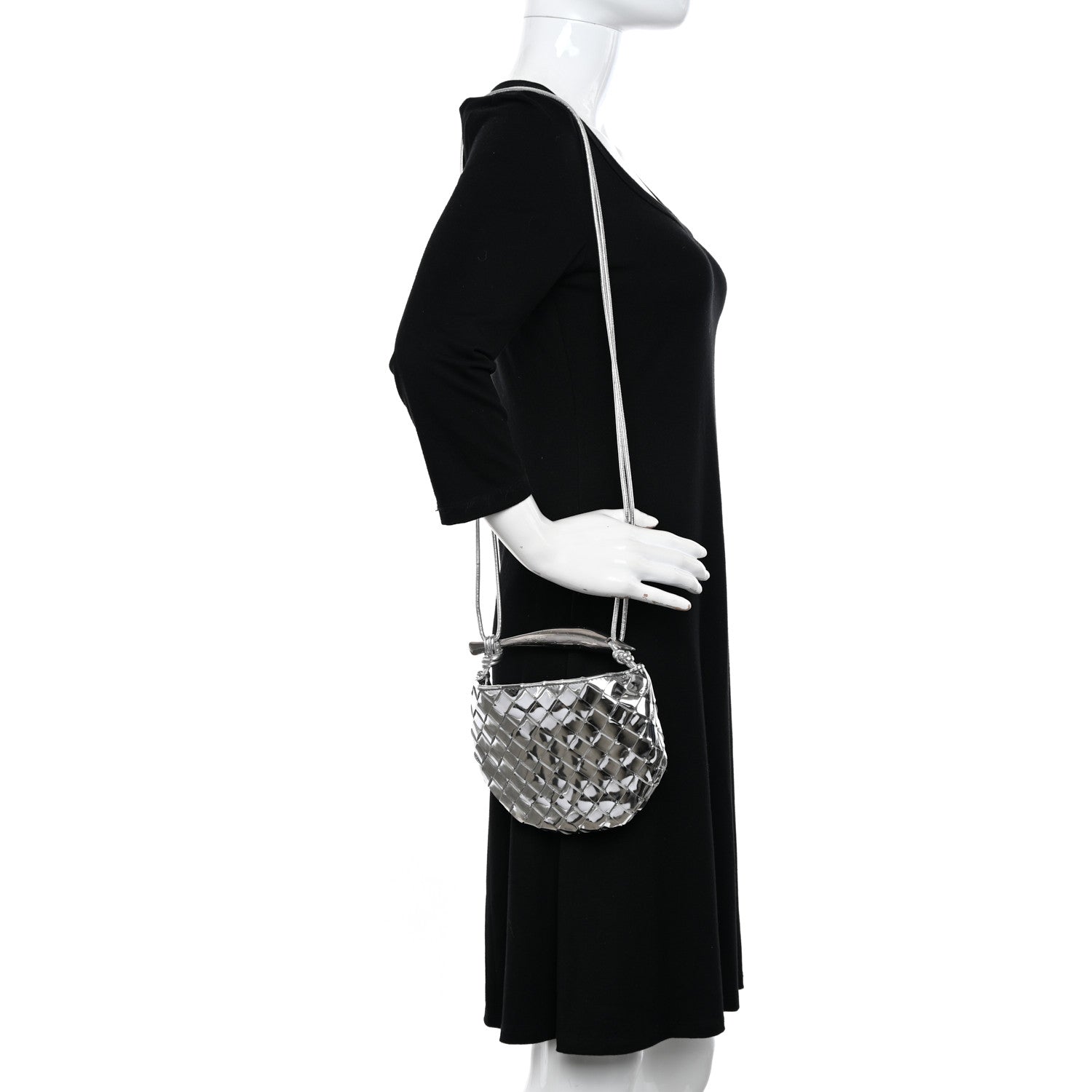 Bottega Veneta Mirror Laminated Nappa Intrecciato Mini Sardine Bag Silver 2 of 9