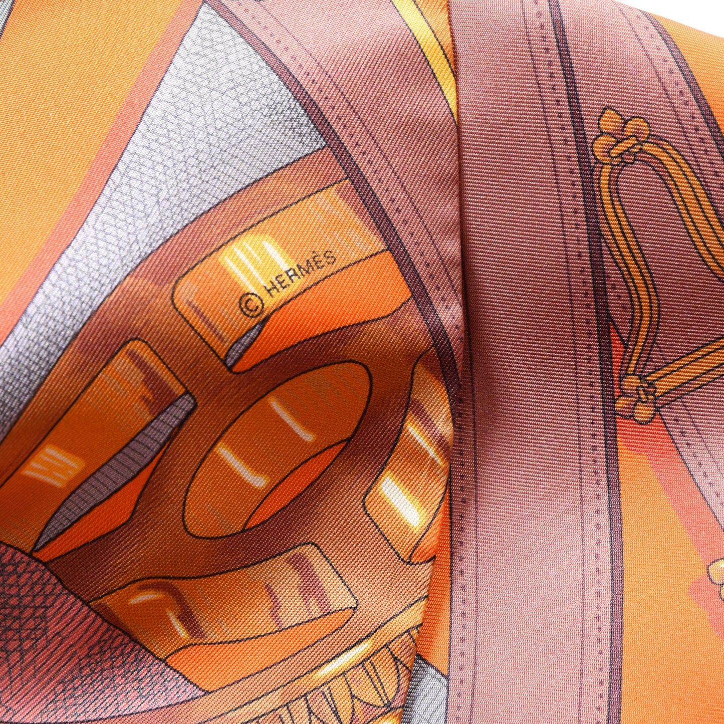 Silk Cavalcadour Maxi Twilly Orange Argile Bouton D'Or