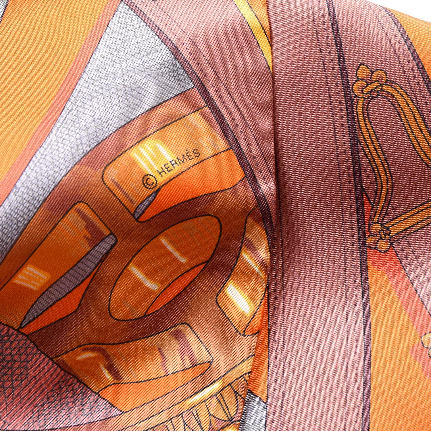 Hermes Silk Cavalcadour Maxi Twilly Orange Argile Bouton D'Or 5 of 6