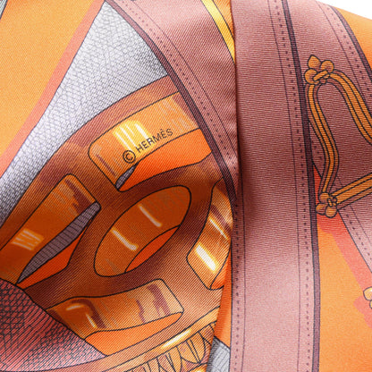 Hermes Silk Cavalcadour Maxi Twilly Orange Argile Bouton D'Or 5 of 6