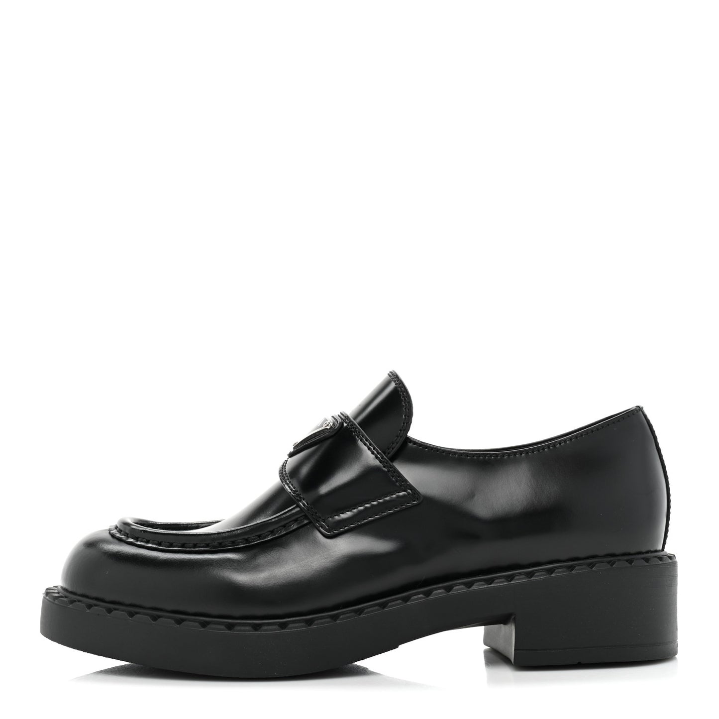 Spazzolato Metal Triangle Logo 50mm Loafers 38 Black