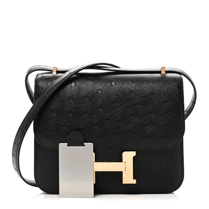 Hermes Ostrich Constance 18 Black 3 of 12