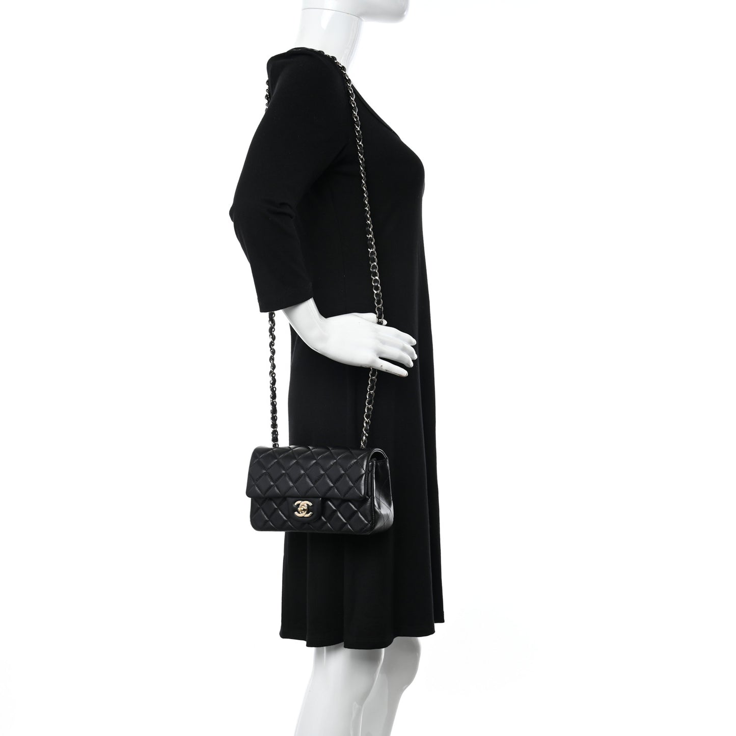Lambskin Quilted Mini Rectangular Flap Black