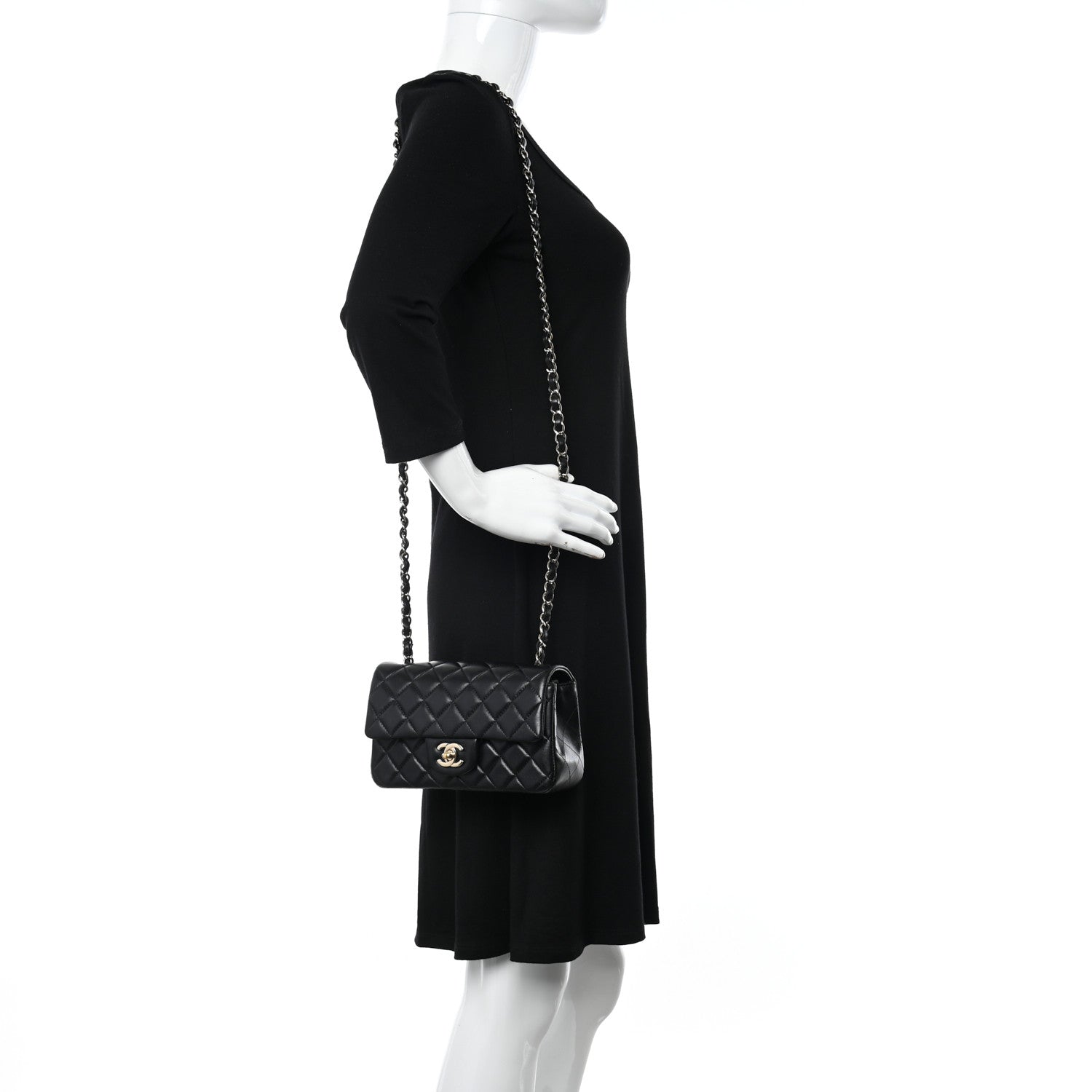 Chanel Lambskin Quilted Mini Rectangular Flap Black 2 of 11