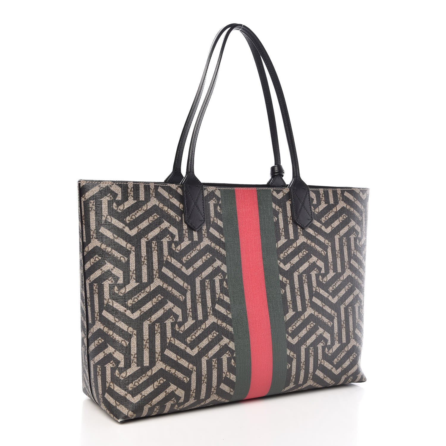 Gucci GG Supreme Monogram Caleido Web Medium Tote Beige Ebony 3 of 15
