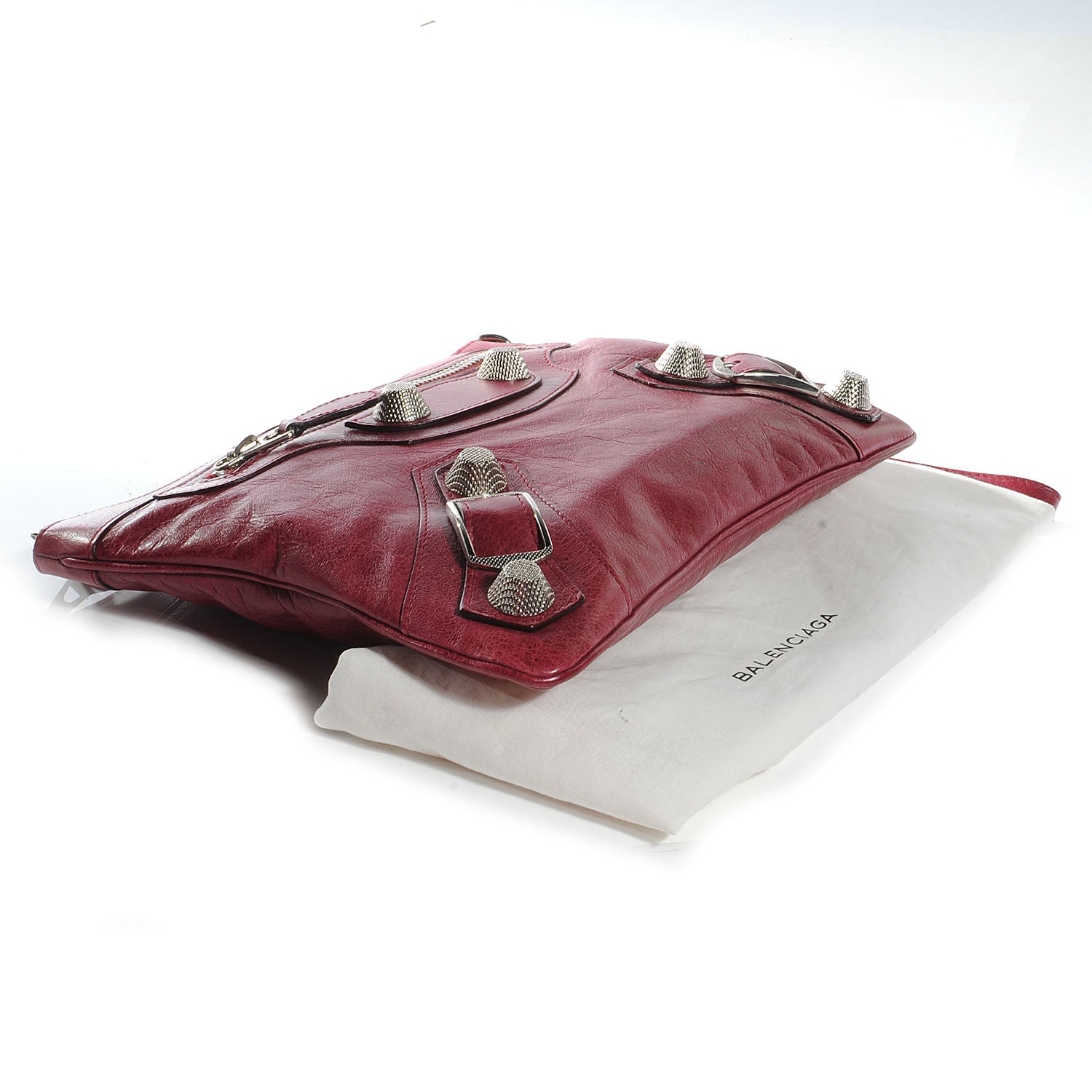 Balenciaga Agneau Giant 21 Silver Hardware Flat Handle Clutch Pourpre 4 of 7