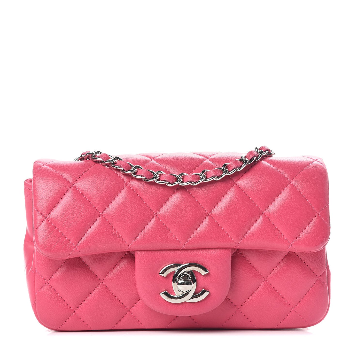 Lambskin Quilted Extra Mini Flap Dark Pink