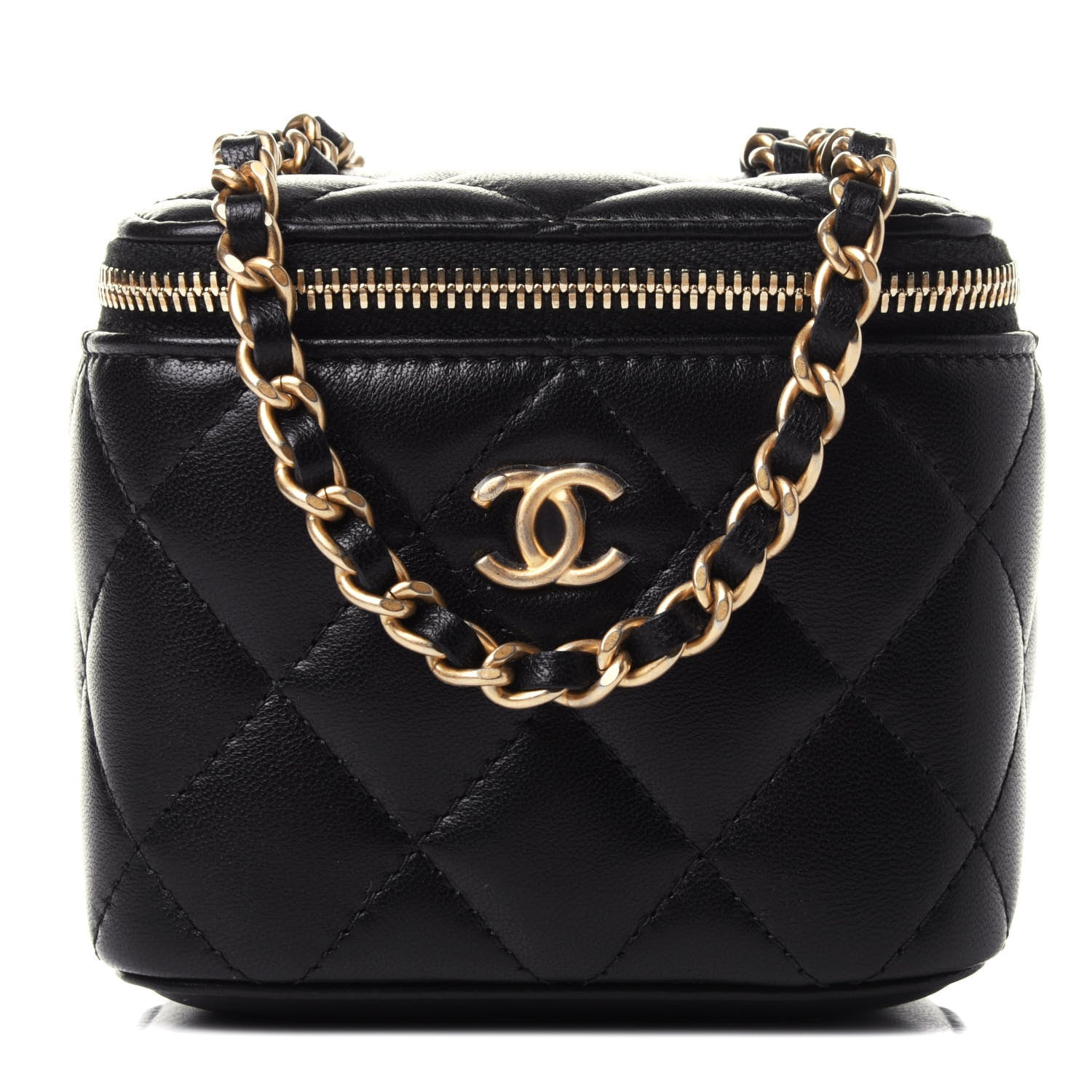 Chanel Lambskin Quilted Mini Pearl Crush Vanity Case With Chain Black 1 of 4