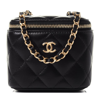 Chanel Lambskin Quilted Mini Pearl Crush Vanity Case With Chain Black 1 of 4