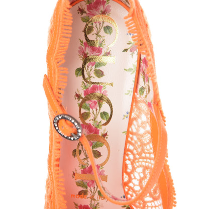 Gucci Lace Pizzo Venice Pumps 36 Orange Fluo 7 of 8