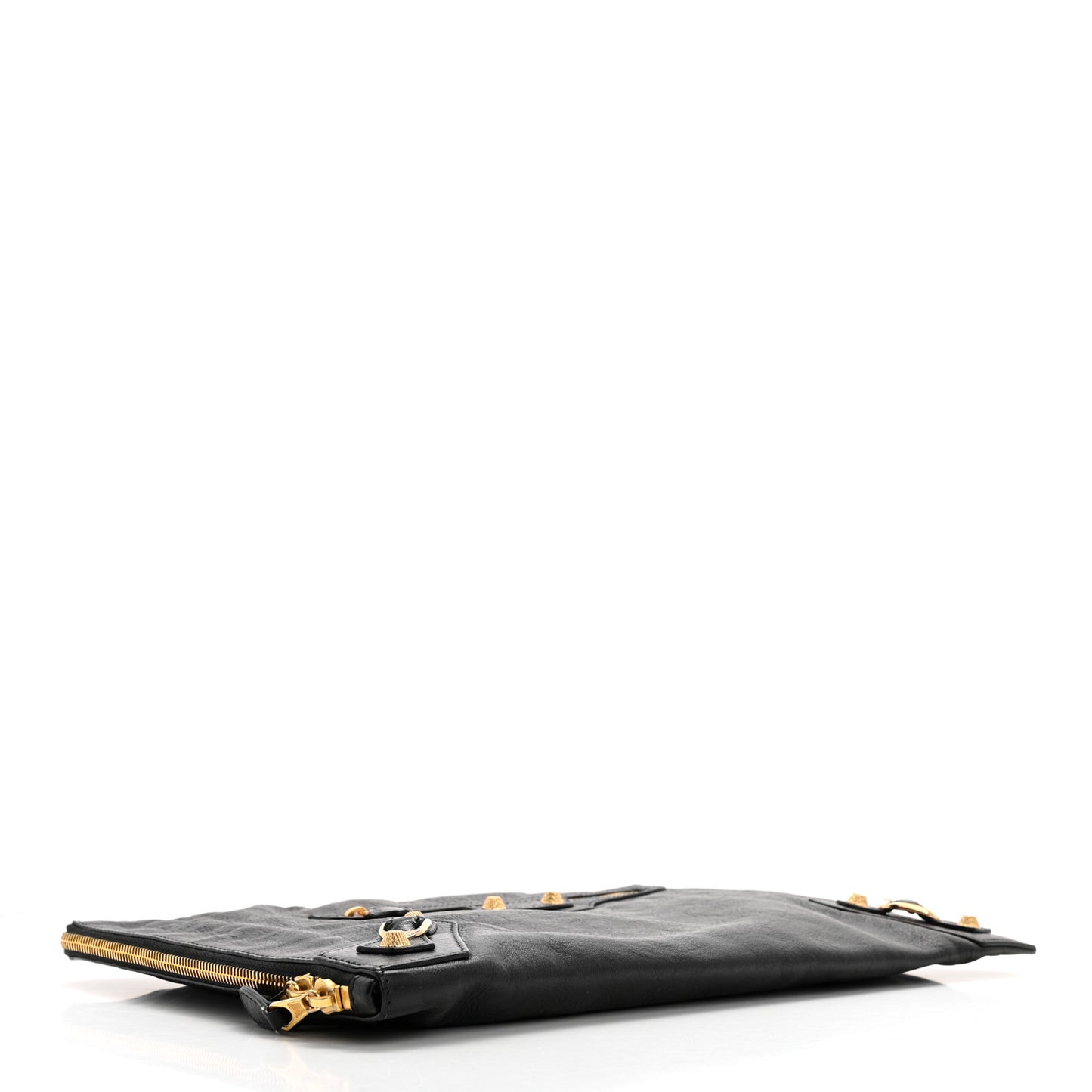 Agneau Giant 12 Gold Hardware Pouch Clutch Black