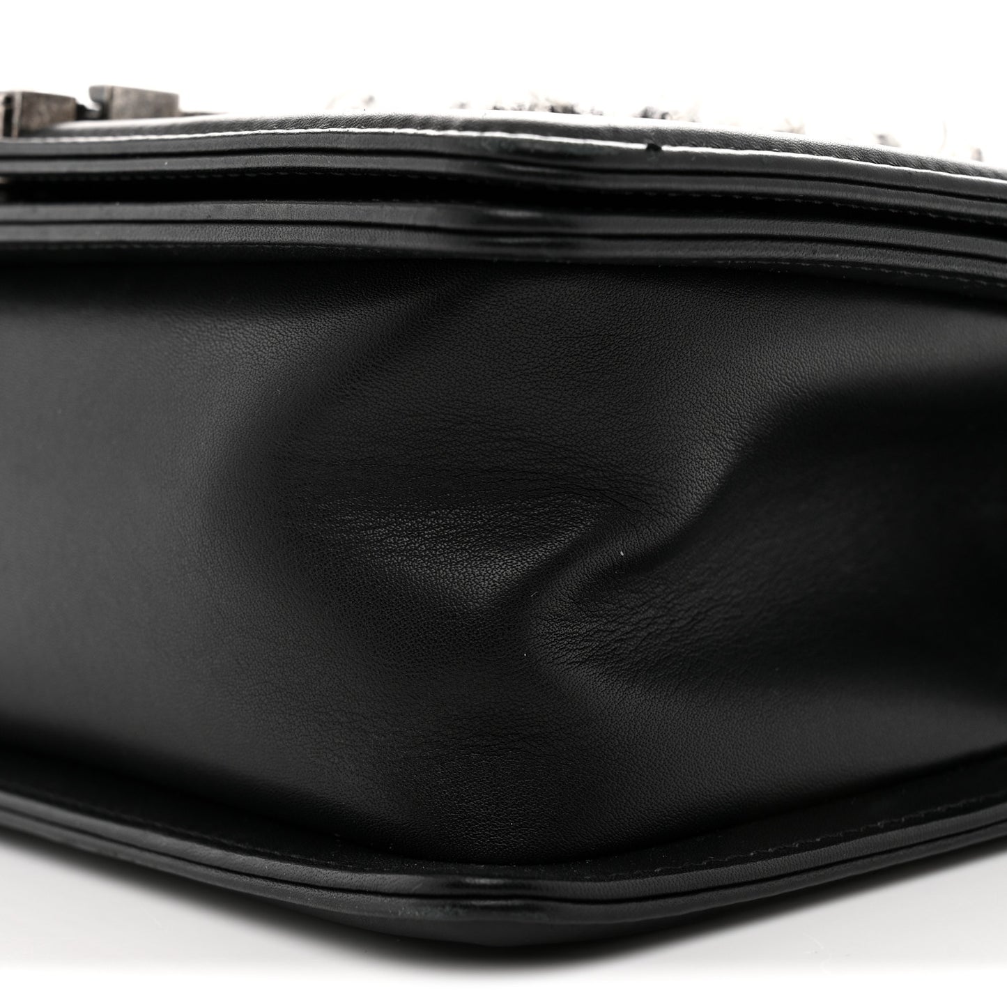 Tweed Calfskin Medium Boy Flap Black White