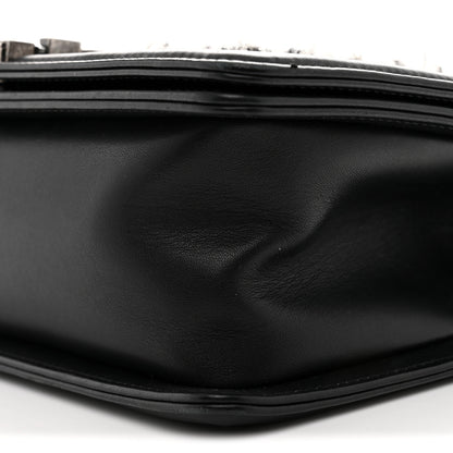 Chanel Tweed Calfskin Medium Boy Flap Black White 10 of 11