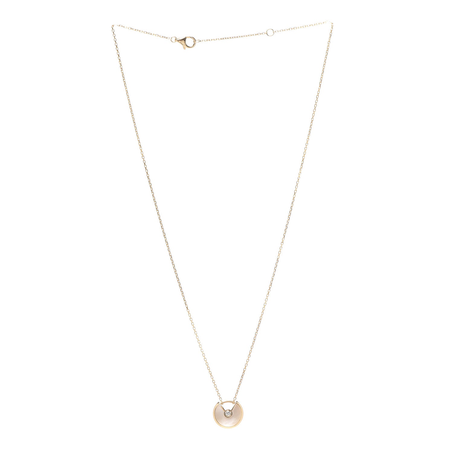Cartier 18K Yellow Gold Diamond Mother of Pearl XS Amulette de Cartier Pendant Necklace 3 of 6