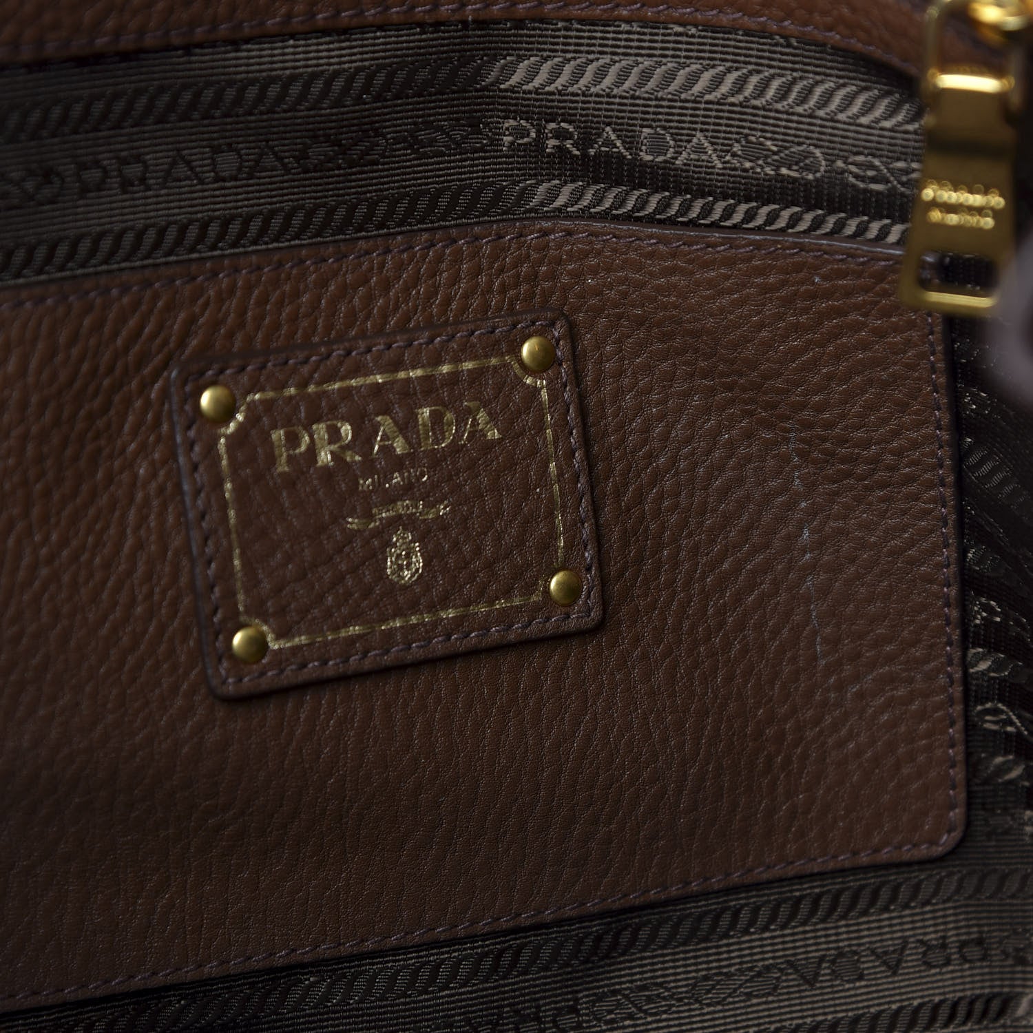 Prada Vitello Daino Side Zip Tote Tabacco 8 of 9