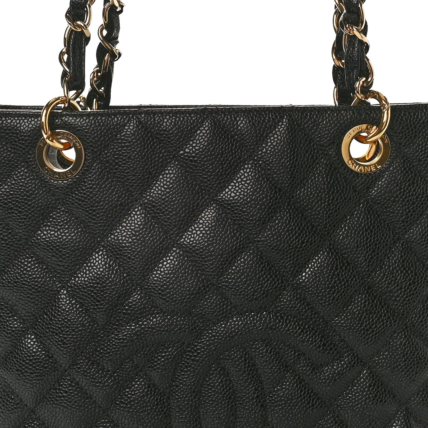 Caviar Quilted Petit Shopping Tote PST Black