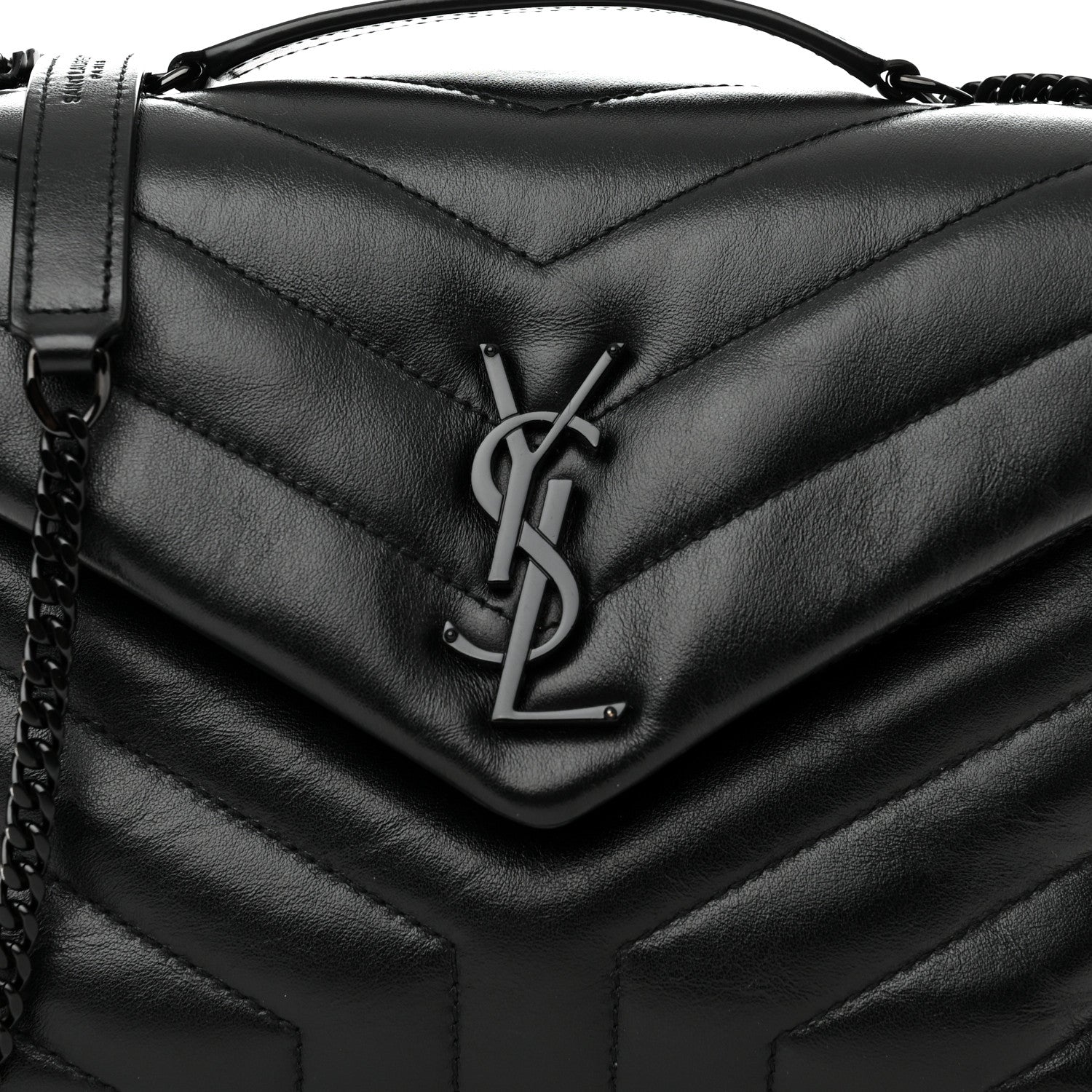 Saint Laurent Calfskin Y Quilted Monogram Monochrome Small Loulou Chain Satchel Black 8 of 10