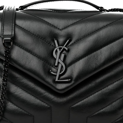 Saint Laurent Calfskin Y Quilted Monogram Monochrome Small Loulou Chain Satchel Black 8 of 10