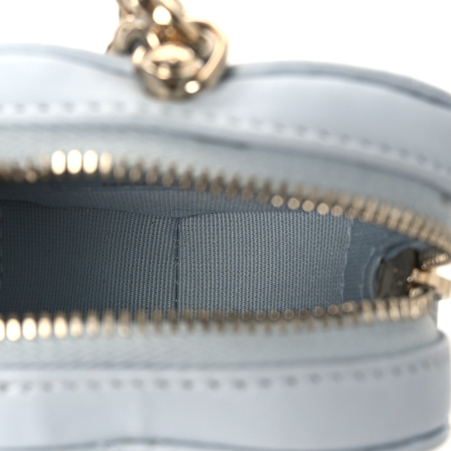 Lambskin Quilted CC In Love Mini Heart Bag Charm  Light Blue