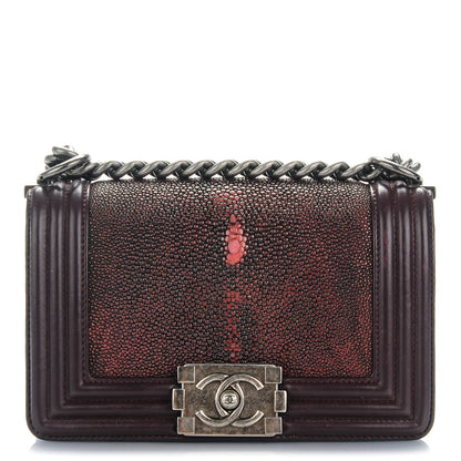 Chanel Galuchat Stingray Small Boy Flap Burgundy 1 of 15