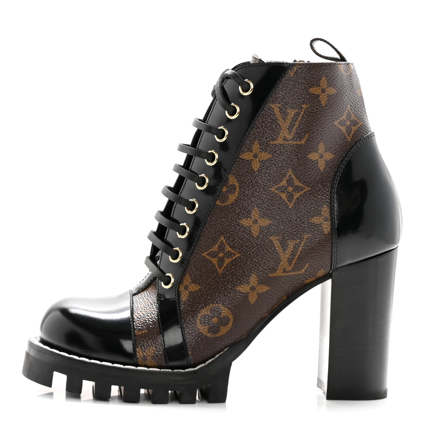 Patent Calfskin Monogram Star Trail Ankle Boots 37.5 Black