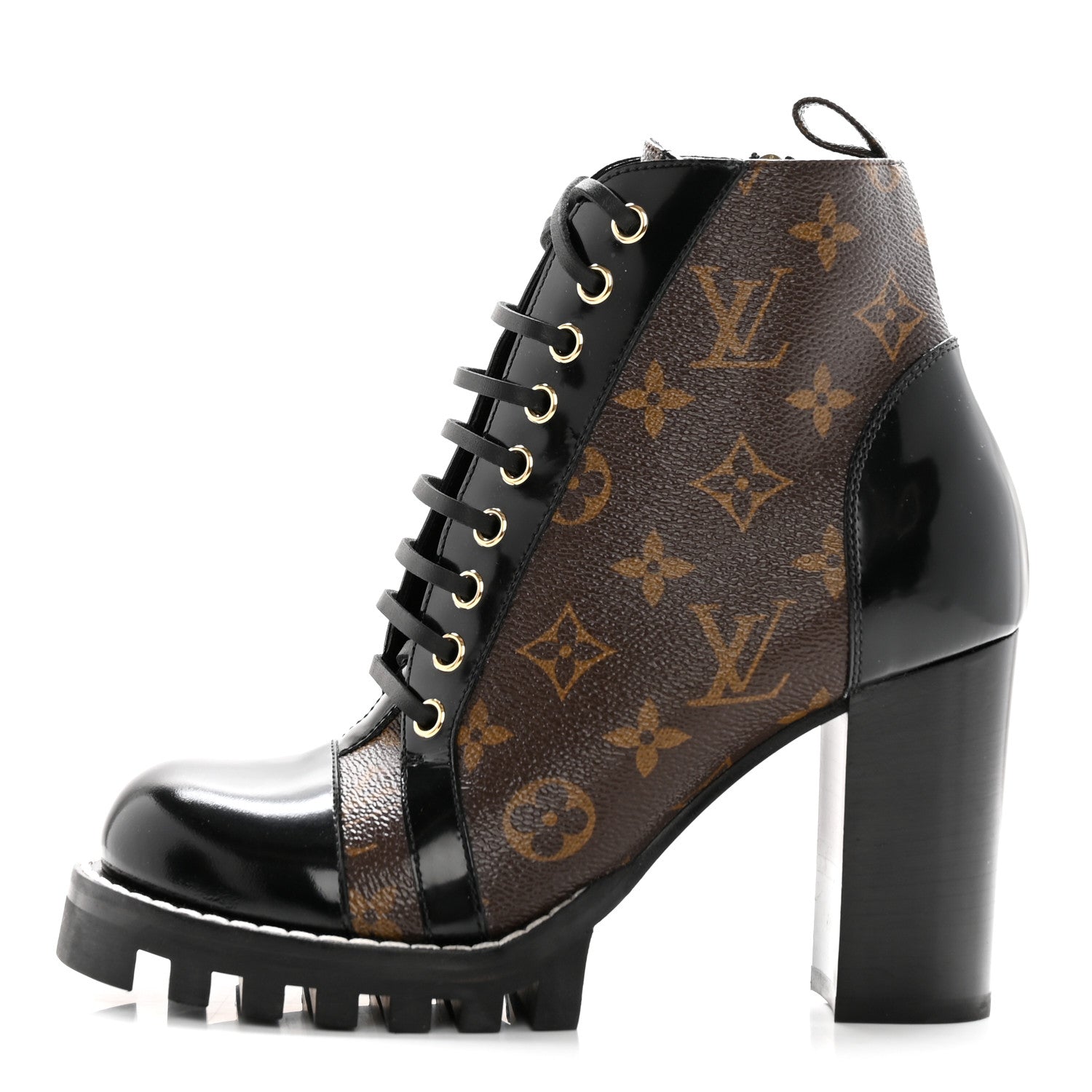 Louis Vuitton Patent Calfskin Monogram Star Trail Ankle Boots 37.5 Black 1 of 12