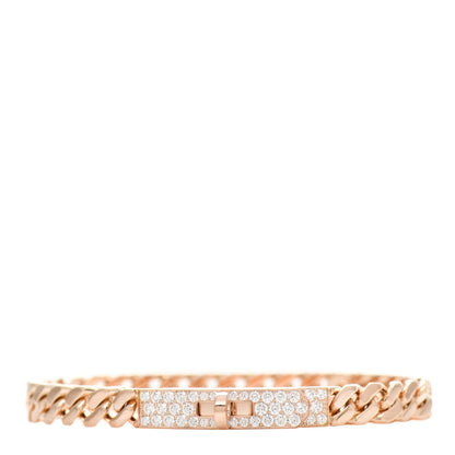 Hermes 18K Rose Gold Diamond PM Kelly Gourmette Bracelet LG 1 of 4