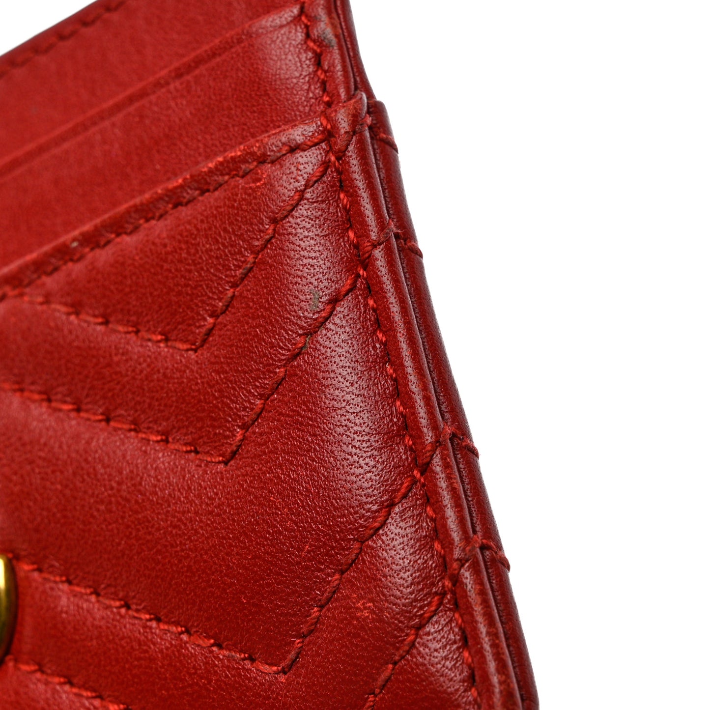 Calfskin Matelasse GG Marmont Card Holder Hibiscus Red