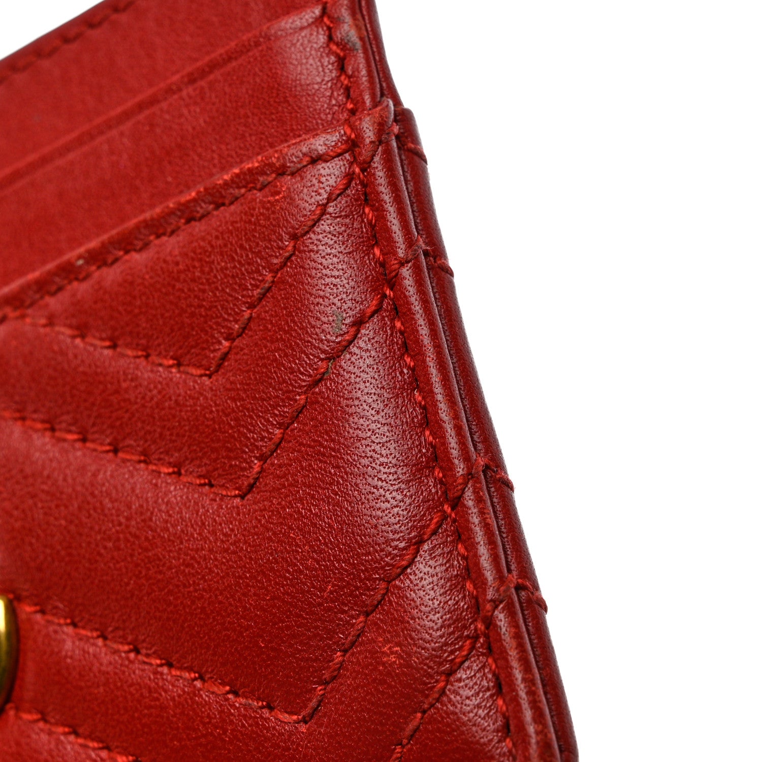 Gucci Calfskin Matelasse GG Marmont Card Holder Hibiscus Red 10 of 11