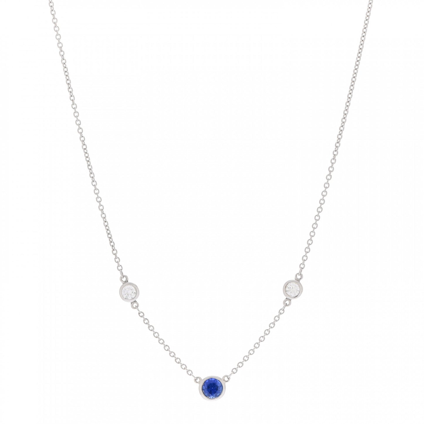 Platinum Diamond Blue Sapphire Color by the Yard Necklace