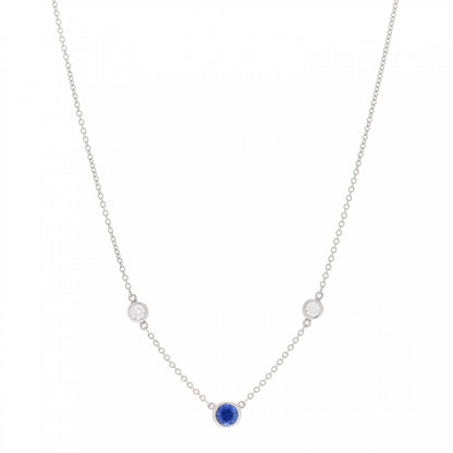 Tiffany Platinum Diamond Blue Sapphire Color by the Yard Necklace 1 of 5