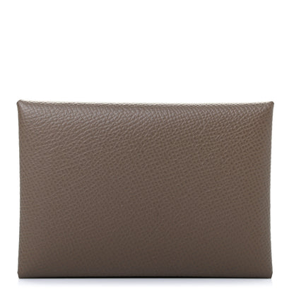 Hermes Epsom Calvi Duo Card Case Etoupe 1 of 7