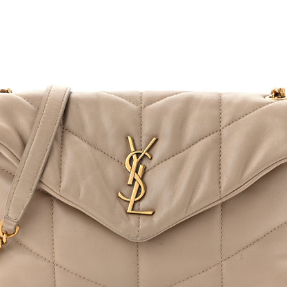 Saint Laurent Lambskin Quilted Toy Loulou Puffer Monogram Chain Satchel Nude Powder 8 of 10