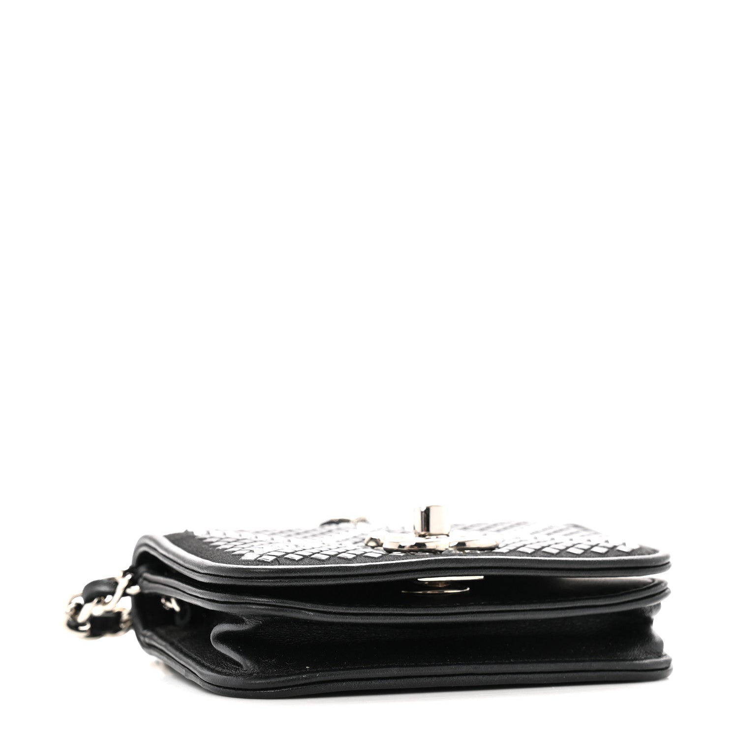 Chanel Lambskin Crystal Quilted Mini Chain Belt Bag Black 4 of 11