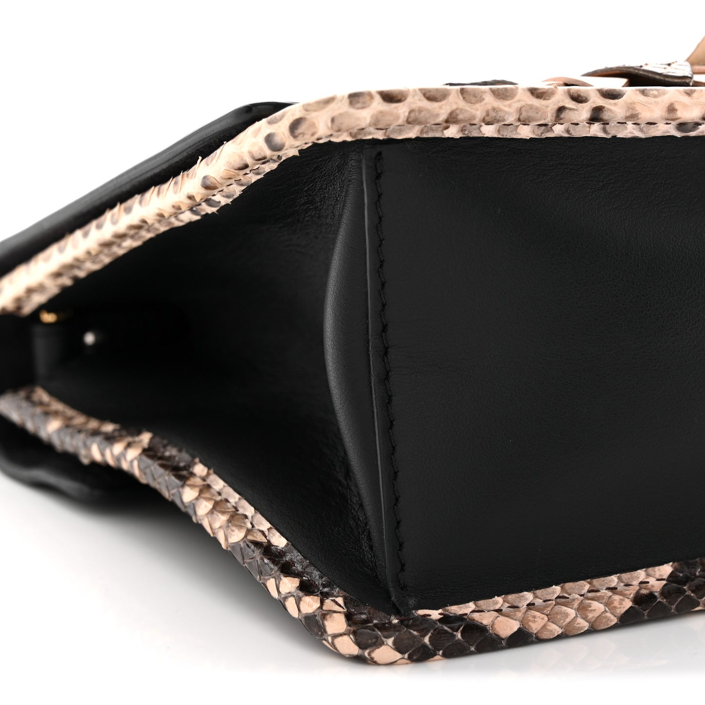 Vitello Century Snakeskin F is Fendi Flower Burst FF Small Kan I Shoulder Bag Black Beige