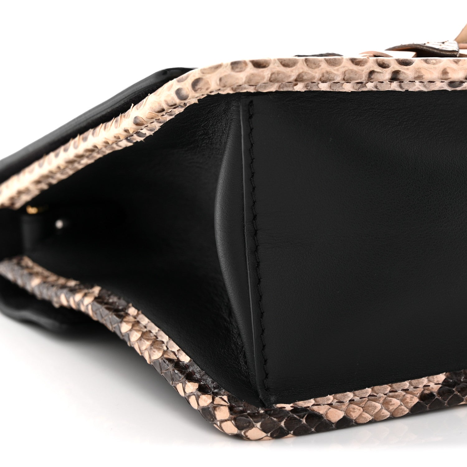 Fendi Vitello Century Snakeskin F is Fendi Flower Burst FF Small Kan I Shoulder Bag Black Beige 9 of 13