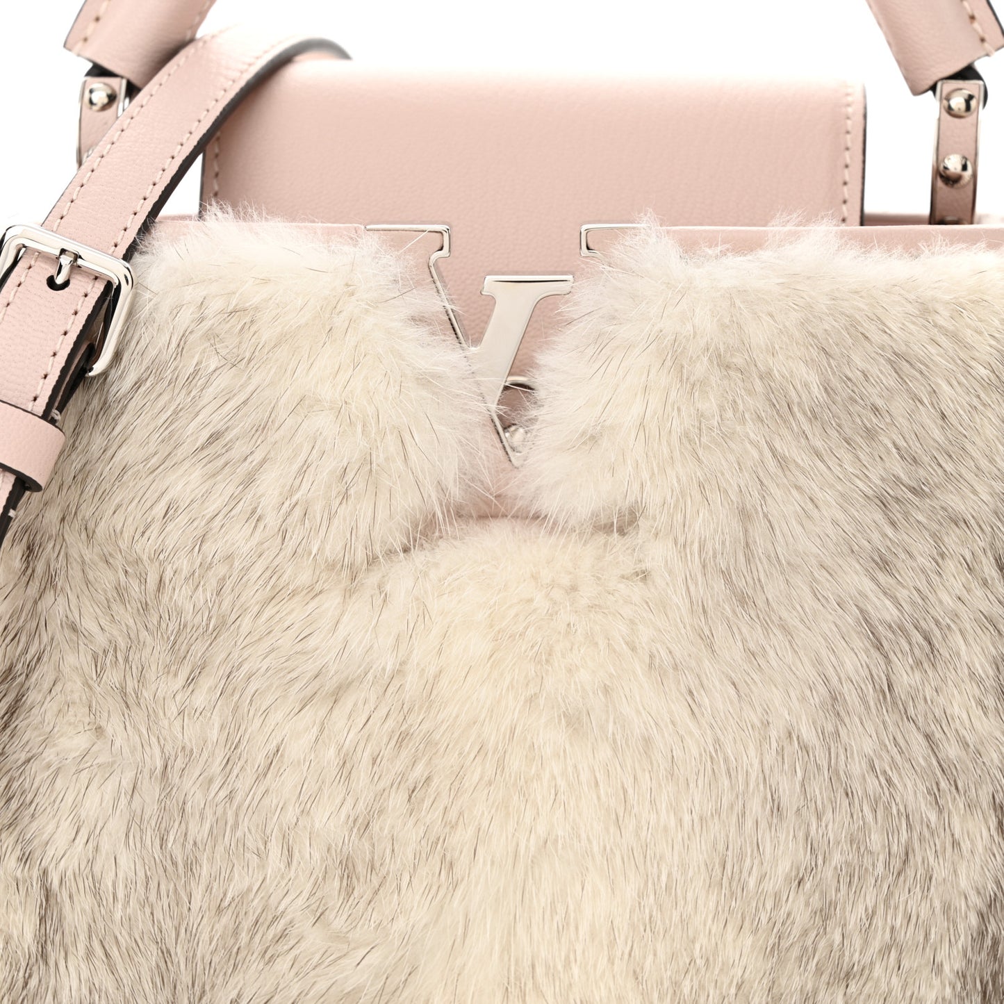 Mink Calfskin Goatskin Capucines Mini Silver Snow Grey Rosewater Pink