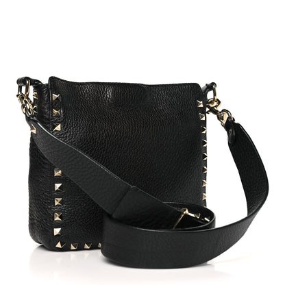 Valentino Garavani Pebbled Calfskin Mini Rockstud Flip-Lock Messenger Bag Black 3 of 12
