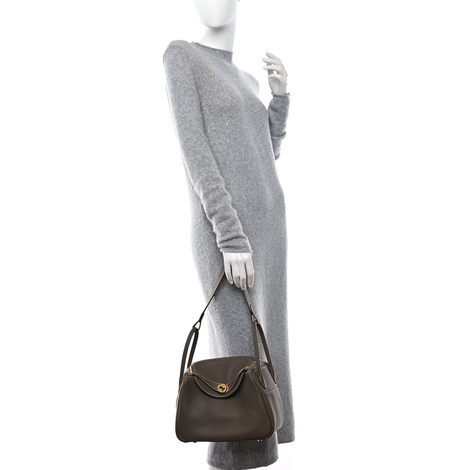 Hermes Taurillon Clemence Lindy 26 Etoupe 2 of 9