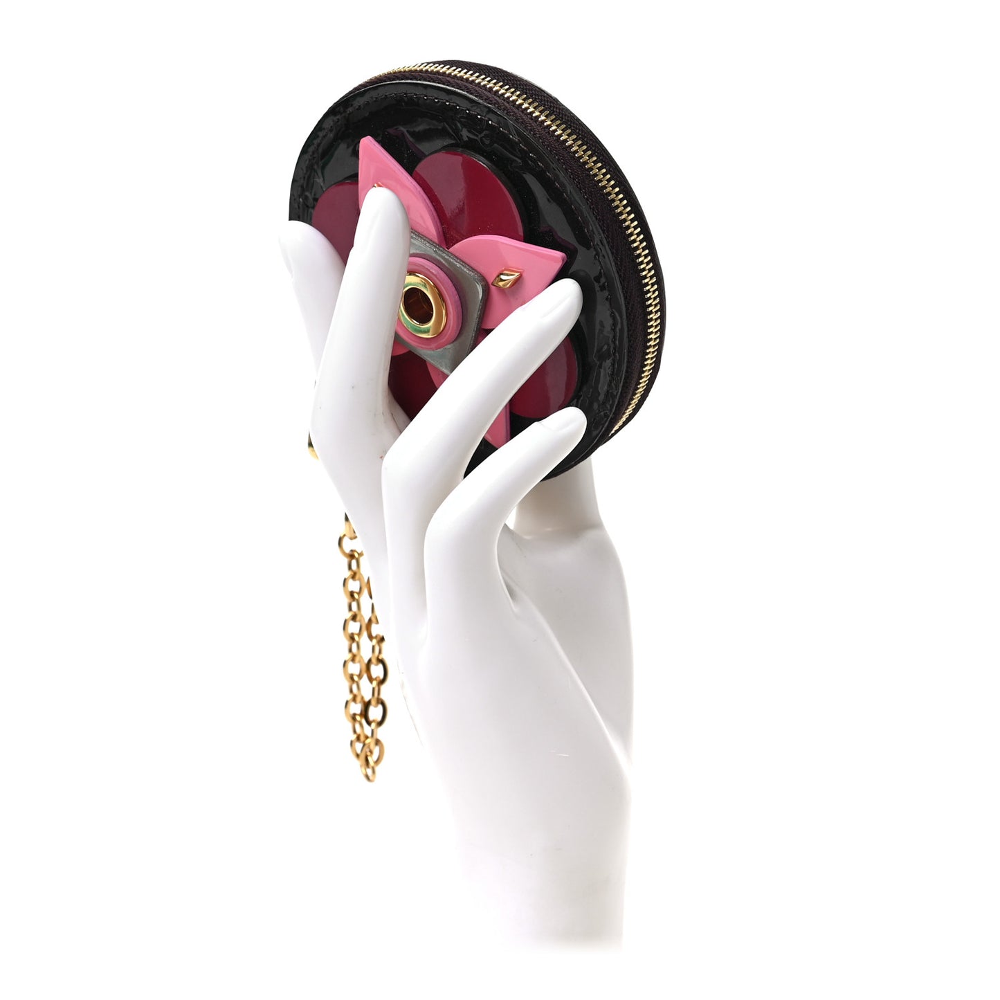 Vernis Flower Round Coin Purse Amarante