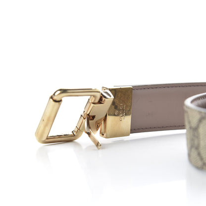 Gucci Selleria Calfskin GG Supreme Monogram Reversible 30mm Belt 95 38 Dark Cipria Beige Ebony 4 of 5