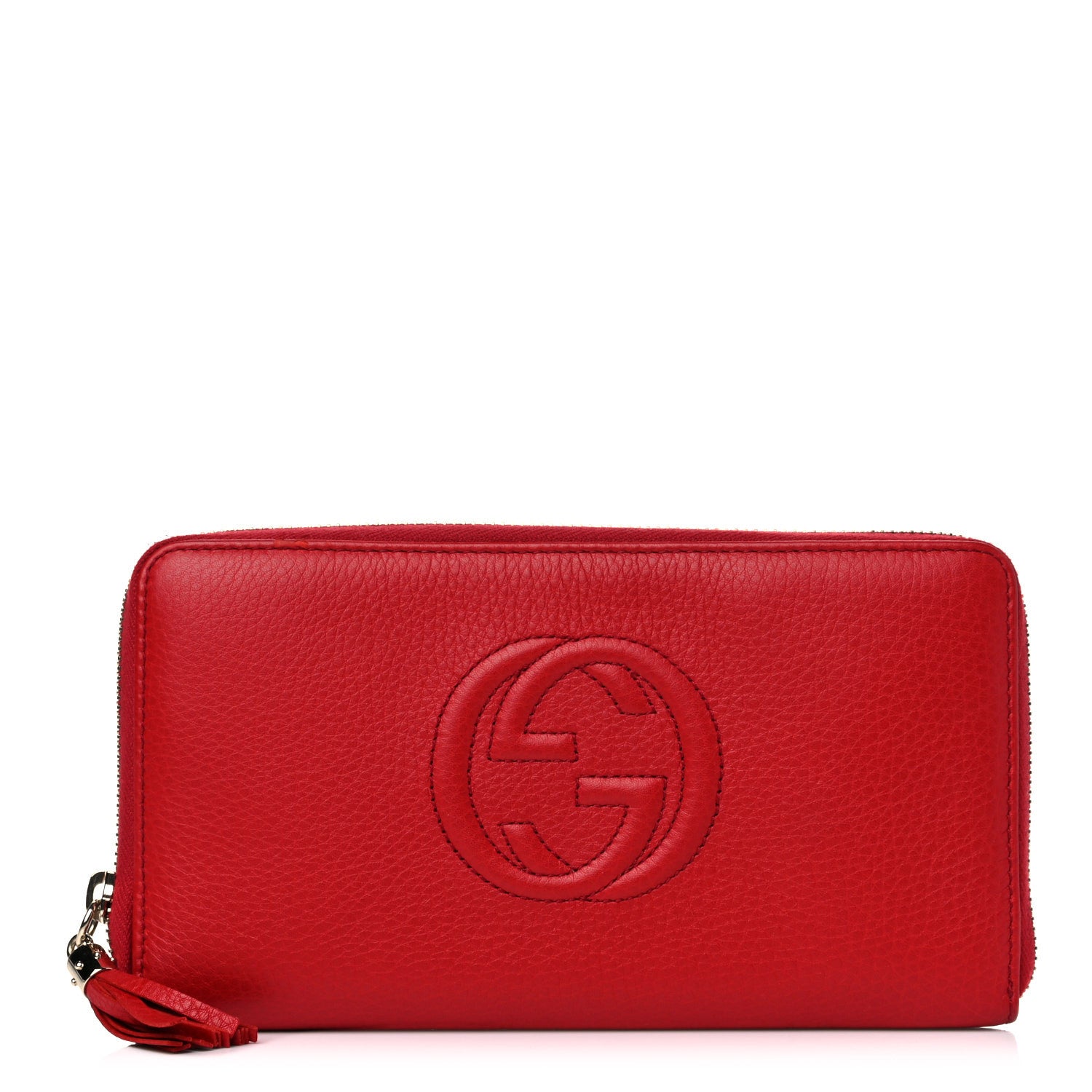 Gucci Pebbled Calfskin Soho Zip Around Wallet Red 1 of 10