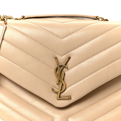 Saint Laurent Calfskin Y Quilted Monogram Medium Loulou Chain Satchel Dark Beige 9 of 11