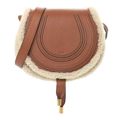 Chloe Calfskin Shearling Small Marcie Saddle Bag Caramel 1 of 15