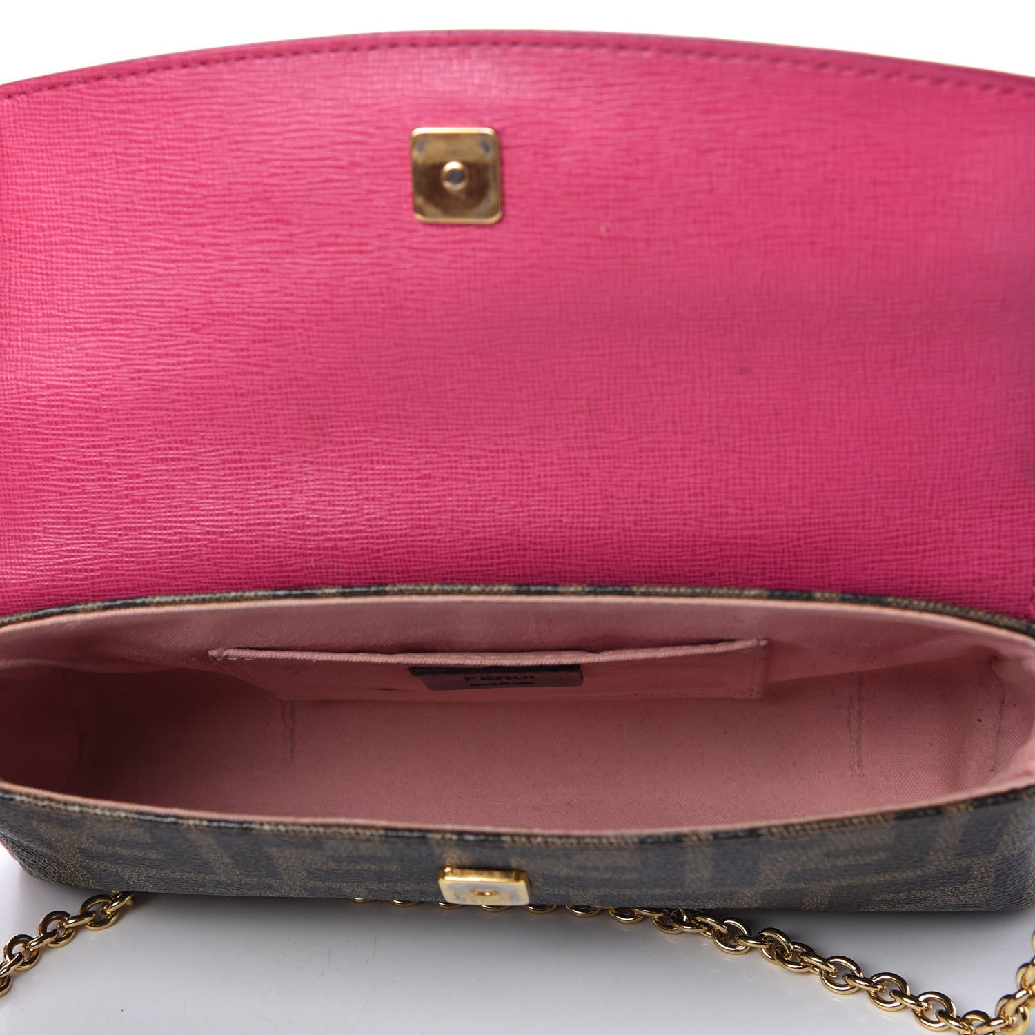 Fendi Zucca Spalmati Vitello Elite Flap Crossbody Bag Tobacco Ciclamino 5 of 10
