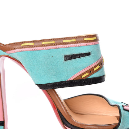Christian Louboutin Suede Zunika 120 Slide Sandals 38 Turquoise Multicolor 9 of 20